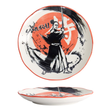 Teller Asakusa Samurai Wei&szlig;/Rot/Schwarz, Porzellan, &Oslash; 25 cm