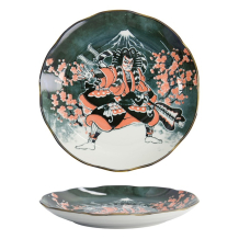 Teller Asakusa Kabuki Wei&szlig;/Rot/Schwarz, Porzellan, &Oslash; 25 cm
