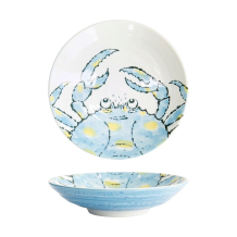 Deep Plate Seafood Crab Light Blue, Porcelain, &Oslash; 21.7 cm, 900 ml