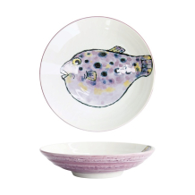 Deep Plate Seafood Fugu Purple, Porcelain, &Oslash; 21.7 cm, 900 ml
