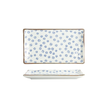 Sushi-Platte Japan Flower Mizu Wei&szlig;/Blau, Porzellan, 22,2 &times; 12,8 cm