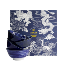 TDS, 4 Bowls Set, Japonism Bowl, Blue, Ø 15 x 7 cm, Item No. 22013