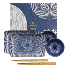 TDS, Sushi Set, Kotobuki, w/Chopsticks, Tokusa, 4pcs, 20.5x13.2x2.2cm & 9.3x3.2cm (120ml), Item No. 22045