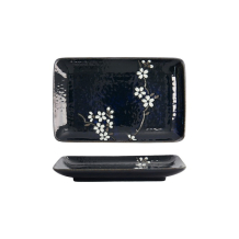 Rechteckiger Teller Cobalt Blue Sakura, Porzellan, 20,5 &times; 13,2 &times; 2,5 cm
