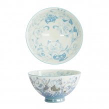 TDS, Rice Bowl, Kawaii Funny Cat, Blue, Ø 11.5 x 6 cm, 300 ml - Item No. 22257