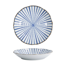 Plate Natsu Tokusa Blue, White, Porcelain, &Oslash; 22 cm