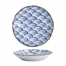 TDS, Plate, Natsu Nami, Ø 22 x 4 cm, Blue/White, Item No. 22339