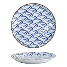 Teller Natsu Nami Blau/Wei&szlig;, Porzellan, &Oslash; 24,7 cm