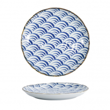 TDS, Plate, Natsu Nami, Ø 24.7 x 3 cm, Blue/White - Item No. 22341