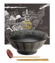 TDS, Ramen Bowl in Gift Box, Mixed Bowls Kotobuki Black, Ø 21.5 x 9 cm, Item No. 22561
