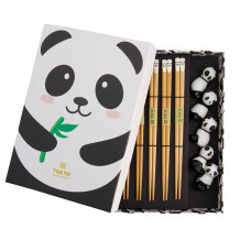 TDS, Chopstick Set, 5 pair, Giftset, Panda Brown, Item No. 22585