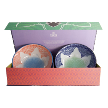 Lily Flower Giftset Rd/bl 2 pcs Ramen Bowls at Tokyo Design Studio (picture 2 of 7)