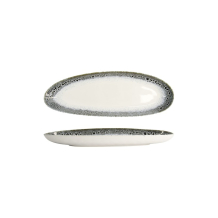 Servierplatte Monte Negro Wei&szlig;/Blau-Grau, Steinzeug, 36,5 &times; 14,2 &times; 3,5 cm