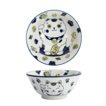 TDS, Bowl, Kawaii Lucky Cat Neko, Blue,  Ø 15 x 7 cm, 500 ml - Item No. 33008