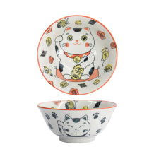 TDS, Bowl, Kawaii Lucky Cat Neko, Red, Ø 15 x 7 cm, 500ml - Item No. 33009