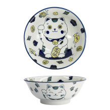 TDS, Ramen Bowl, Kawaii Lucky Cat Neko, Blue,  Ø 20.8 x 8cm, 1000ml - Item No. 33010