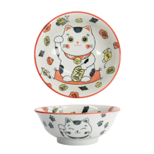 TDS, Ramen Bowl, Kawaii Lucky Cat Neko, Red,  Ø 20.8 x 8cm, 1000ml - Item No. 33011