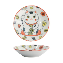 Pastateller Kawaii Lucky Cat Neko Rot, Porzellan, &Oslash; 21 cm