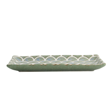 TDS, Sushi Plate, Vert Sauge Mermaid Design, 22x13x2cm, Item No. 33166