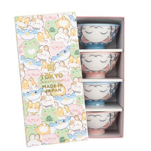 TDS, Schale-Geschenkset, Kawaii, Lucky Cat, Blau/Rosa, 4Stk, Ø 11,3 x 5,8 cm 300 ml, Art.-Nr. 33359