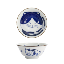 TDS, Tayo Bowl, Kawaii Cat Neko, Blue, Ø 14.9 x 6.7 cm 500 ml - Item No. 33413