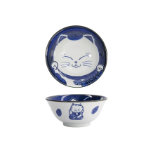 Tayo Bowl Kawaii Cat Neko Blue, Porcelain, 500 ml