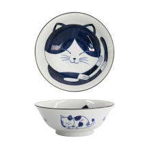 Ramenschale Kawaii Cat Neko Blau, Porzellan, 1 L