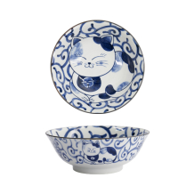 TDS, Ramen Bowl, Kawaii Cat Neko, Blue, Ø 19.7x7.5cm 1000ml, Item No. 33418