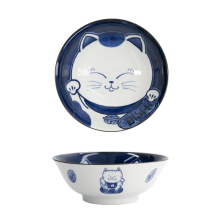 TDS, Ramen Bowl, Kawaii Cat Neko, Blue, Ø 19.7x7.5cm 1000ml, Item No. 33419