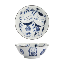 Ramenschale Kawaii Cat Neko Blau, Porzellan, 1 L