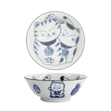 TDS, Ramen-Schale, Kawaii Cat Neko, Blau, Ø 19,7x7,5cm 1000ml, Art.-Nr. 33420
