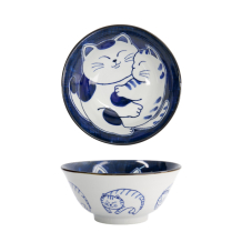 TDS, Tayo Bowl, Kawaii Cat Neko, Blue, Ø 14.9x6.7cm 500ml, Item No. 33487