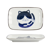 TDS, Quadratischer Teller, Kawaii Cat Neko, Blau, 16,3x10,2cm, Art.-Nr. 33495
