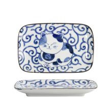 TDS, Quadratischer Teller, Kawaii Cat Neko, Blau, 16,3x10,2cm, Art.-Nr. 33498