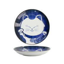TDS, Runder Teller, Kawaii Cat Neko, Blau, Ø 16,7x2,8cm, Art.-Nr. 33500