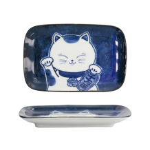 TDS, Quadratischer Teller, Kawaii Cat Neko, Blau, 16,3x10,2cm, Art.-Nr. 33501