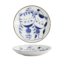 TDS, Runder Teller, Kawaii Cat Neko, Blau, Ø 16,7x2,8cm, Art.-Nr. 33503