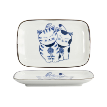 TDS, Quadratischer Teller, Kawaii Cat Neko, Blau, 16,3x10,2cm, Art.-Nr. 33504