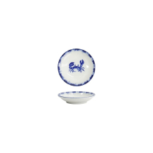 Sauce Bowl Crab Blue, White, Porcelain, &Oslash; 9 cm