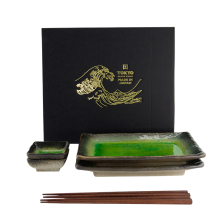 TDS, Sushi Set, Yamasaku Hiwa Green, Giftset with Chopstiks, 6 pcs, Item No. 33602