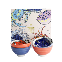 TDS, Schale Geschenkset, Seafood, Snapper & Crab, 4Stk, Blau/Rot, Ø 11,2x6,2cm 300ml, Art.-Nr. 33697