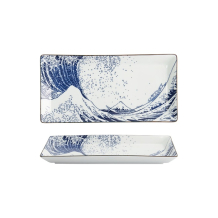 Sushi-Platte Hokusai Blau/Wei&szlig;, Porzellan, 23,2 &times; 11,5 cm