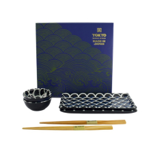 Sushi Set Cobalt Blue Mermaid, White, 6pcs, Porcelain