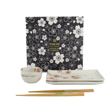 TDS, Sushi Set, Sakura, w/Chopsticks, 6pcs, 22x13x2cm & 8.5x3.4cm, Item No. 33758