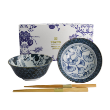TDS, Tayo Bowl Giftset with chopsticks, Flora Japonica, 2 Pcs, Crane & Gingko, Ø 15.5x7cm, Item No. 33762