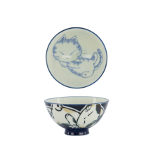 TDS, Rice Bowl, Kawaii Sleeping Cat, Blue, Ø 11.5 x 6 cm - Item No. 33764