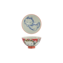 Rice Bowl Kawaii Sleeping Cat Red, Porcelain, 300 ml