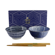 TDS, Tayo Schale Geschenkset mit Essstäbchen, 2 Stk, Blue/White, Ø 15x7cm 550ml , Art.-Nr. 33791