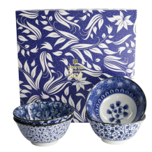 Tayo Bowl Gift Set Hana Blue White, Porcelain, 500 ml