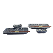 TDS, Sushi Set, Blue Tokusa, Giftset with Chopsticks, 6 pcs, Item No. 33846